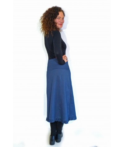 Jeans-Optik-Kleid, Sommerrock midi blau, bandeau sommerkleid